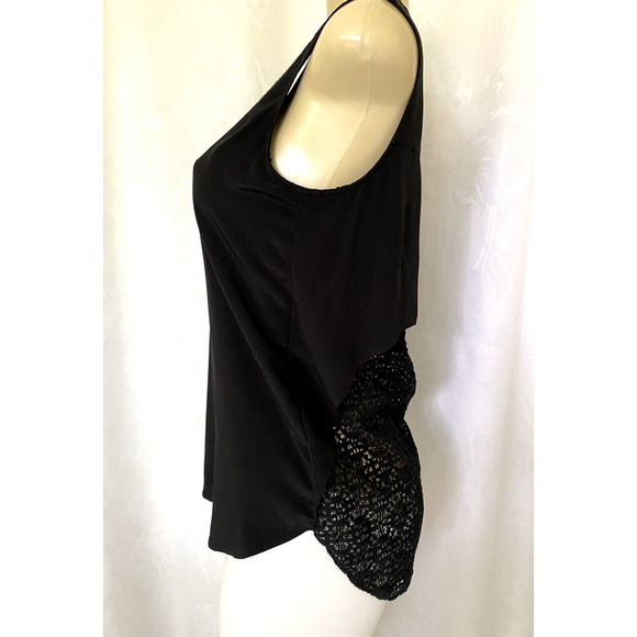 Derek Lam 10 Crosby Lace Back Silk Tank Top V Neck Black Sleeveless 0 XS - Picture 4 of 6